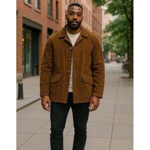 Vintage Fingerhut Brown Corduroy Jacket Quilted Lining Made In The USA, Size 44